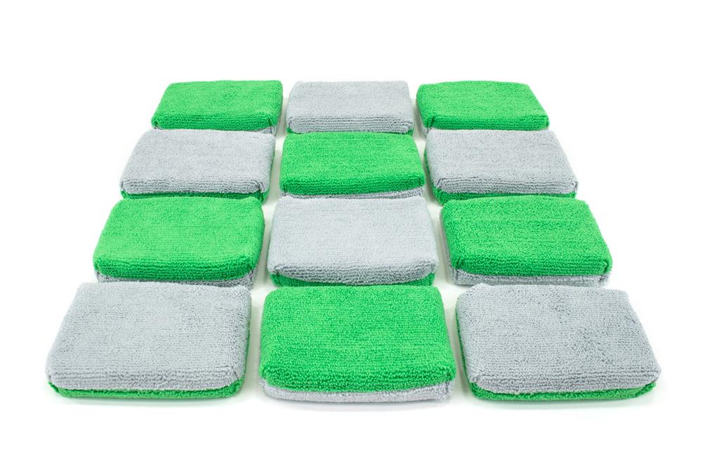 AUTOFIBER [SAVER APPLICATOR TERRY] APPLICATEURS MICROFIBRES MINCES AVEC BARRIÈRE PLASTIQUE (5"X3.5"X1") - ENSEMBLE DE 12