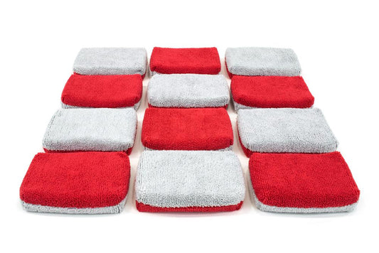AUTOFIBER [SAVER APPLICATOR TERRY] APPLICATEURS MICROFIBRES MINCES AVEC BARRIÈRE PLASTIQUE (5"X3.5"X1") - ENSEMBLE DE 12